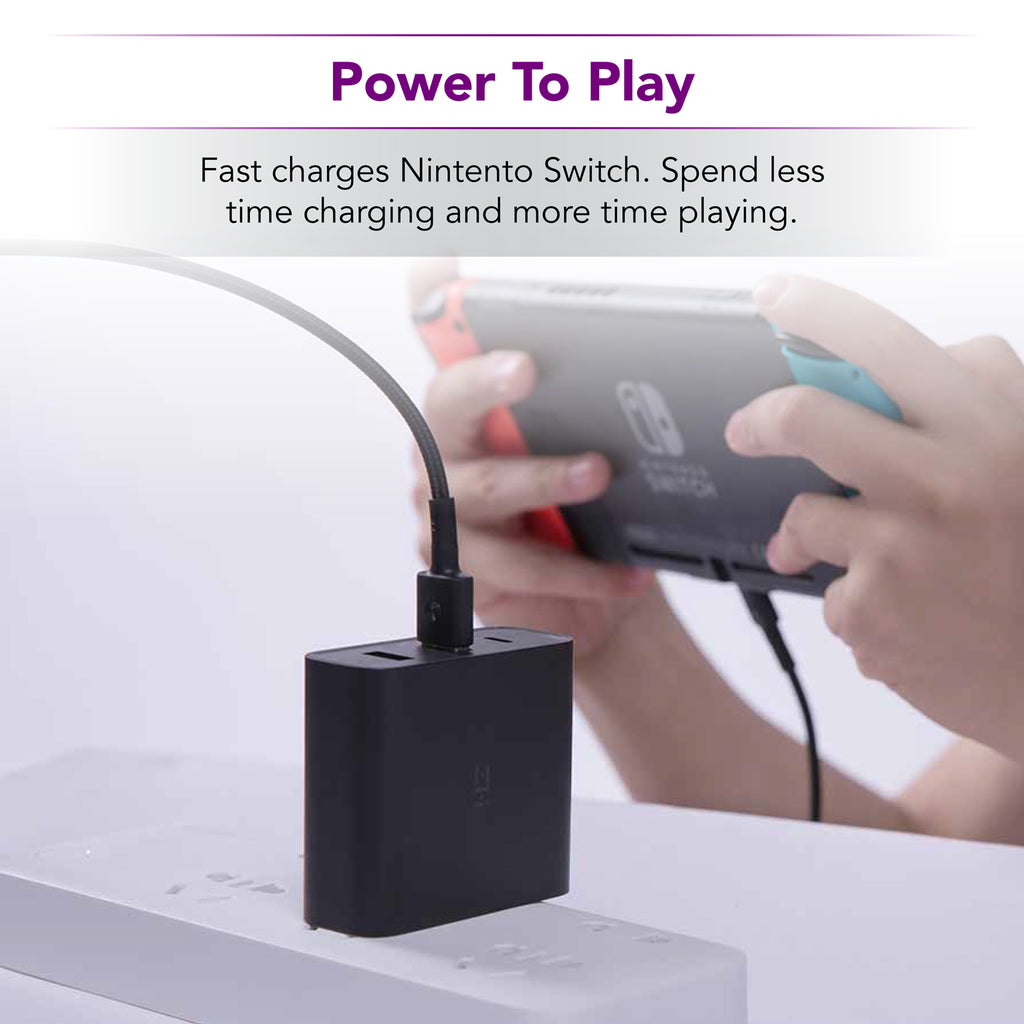 zPower 3-Port Travel Charger with PPS Support: 45W USB-C PD and 18W-Split Dual USB-A Wall Charger
