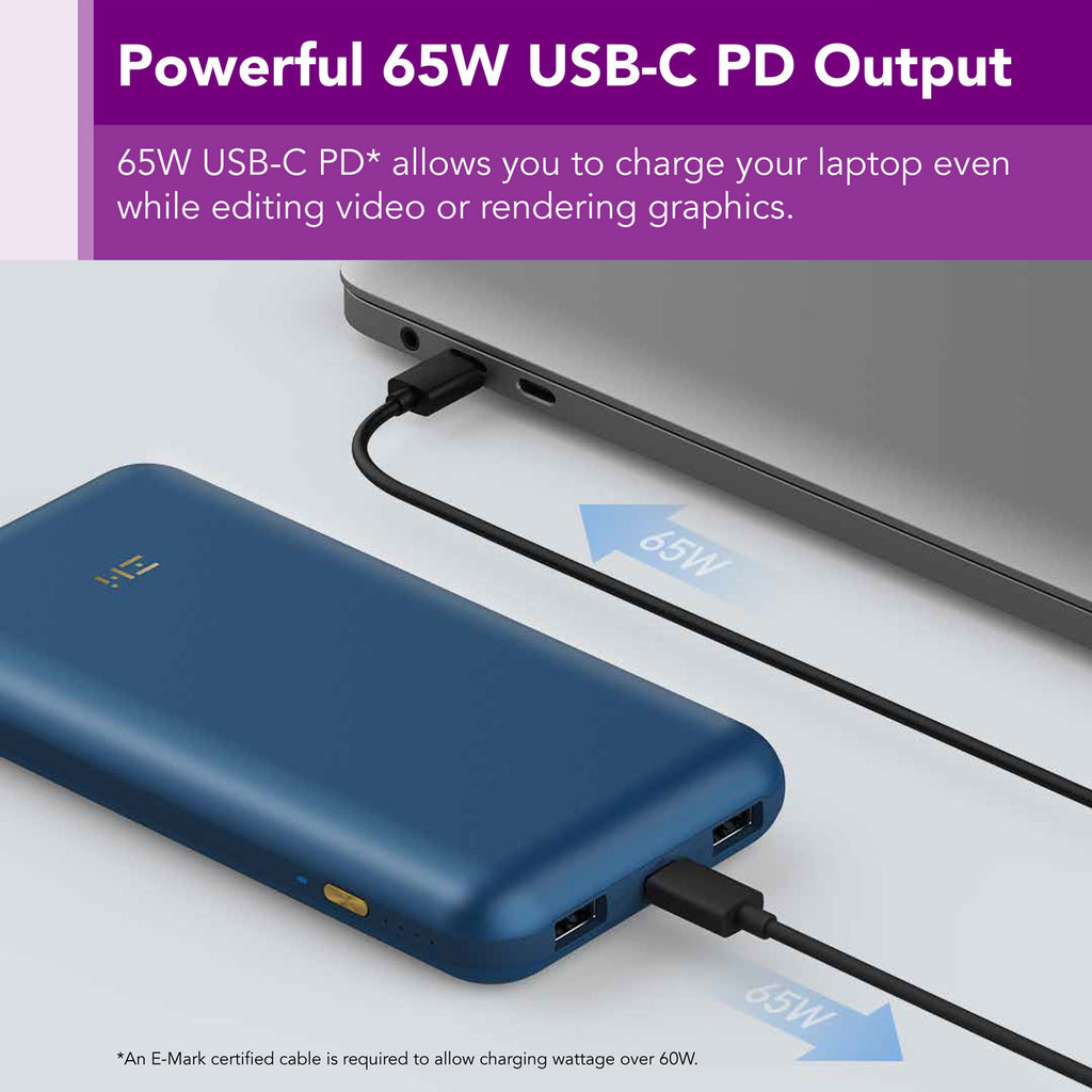 PowerPack 20K Pro USB PD Backup Battery & Hub 65W Power Bank with PPS