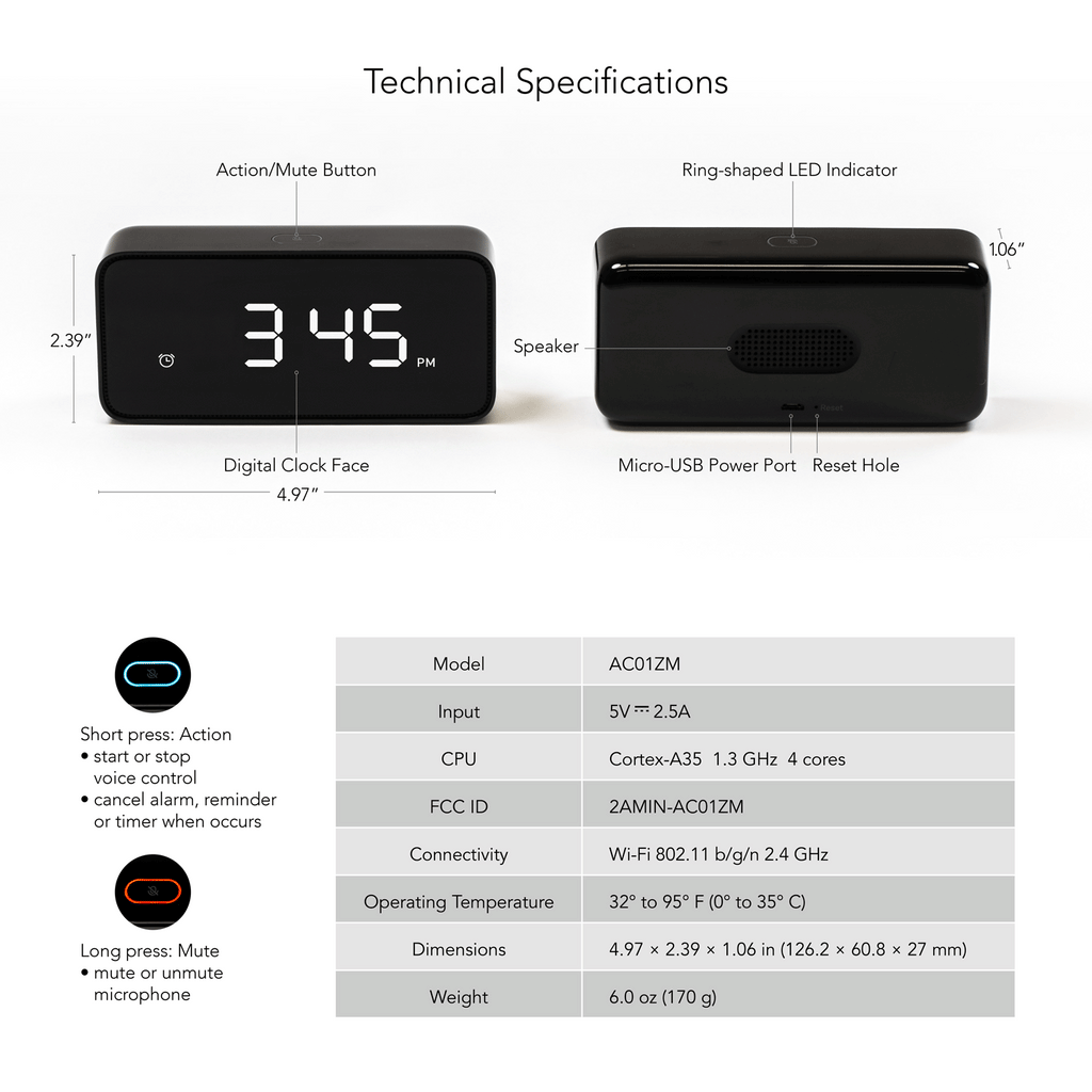 Reason® ONE Smart Alarm Clock with Alexa