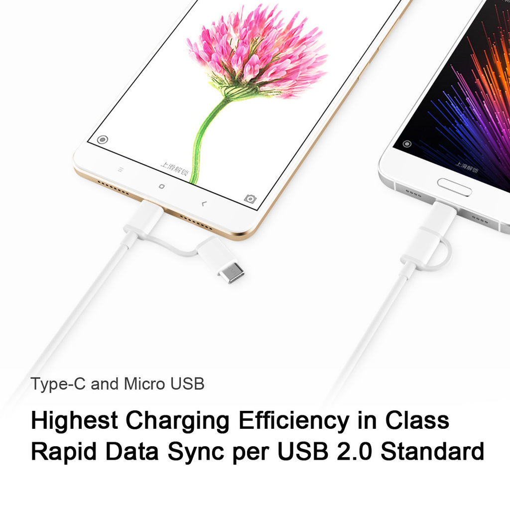 [2-Pack] 2-in-1 Micro-USB and USB-C Cables for Charge and Sync